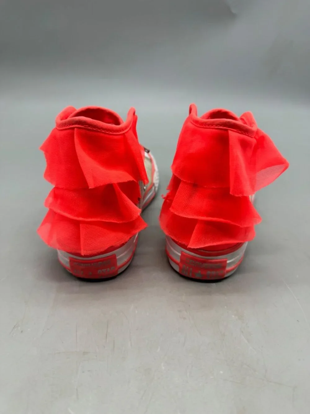 Converse All Star Chuck Taylor High-Top Sneakers With Red Ruffle Accents 11 READ